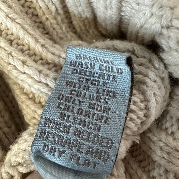 Valerie Stevens Cable-knit Sweater WMNS M Petite Turtleneck 100% Cotton Cream LS - Picture 7 of 7